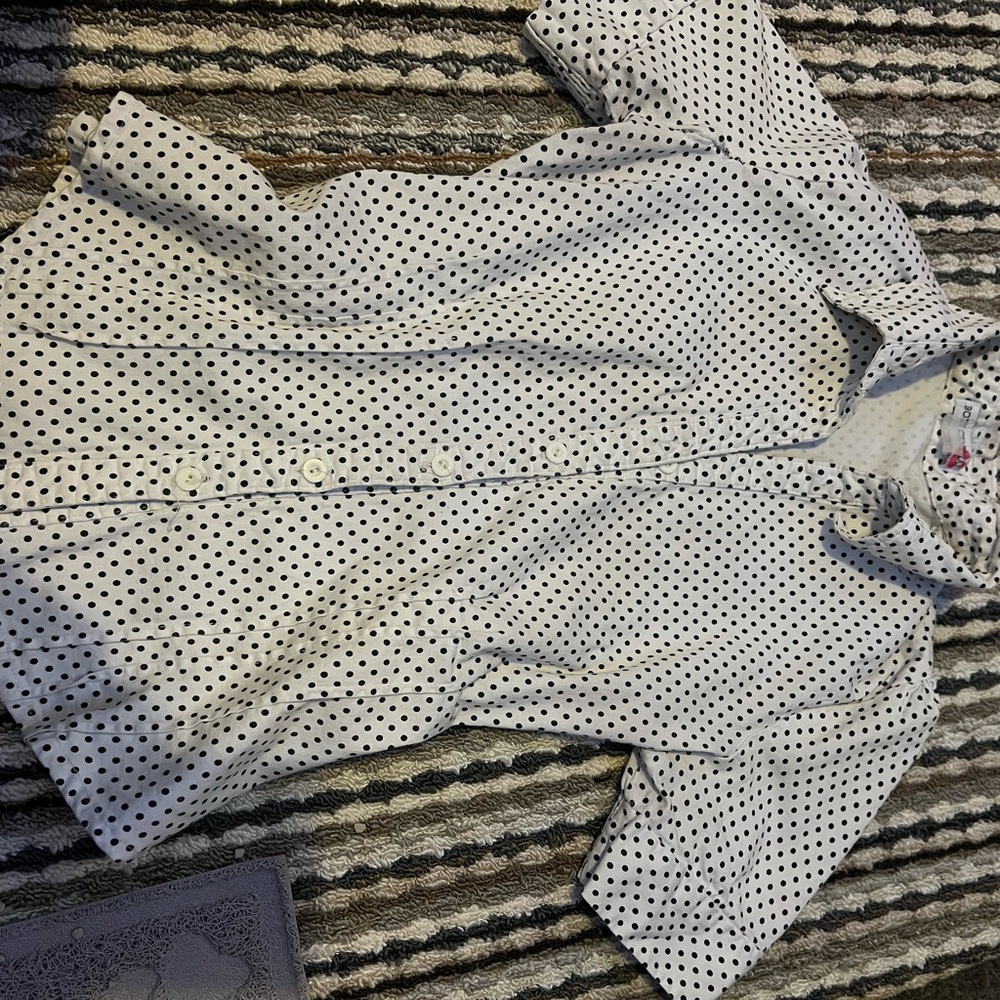 Body Central Black and White Polka Dot Button Down Shirt